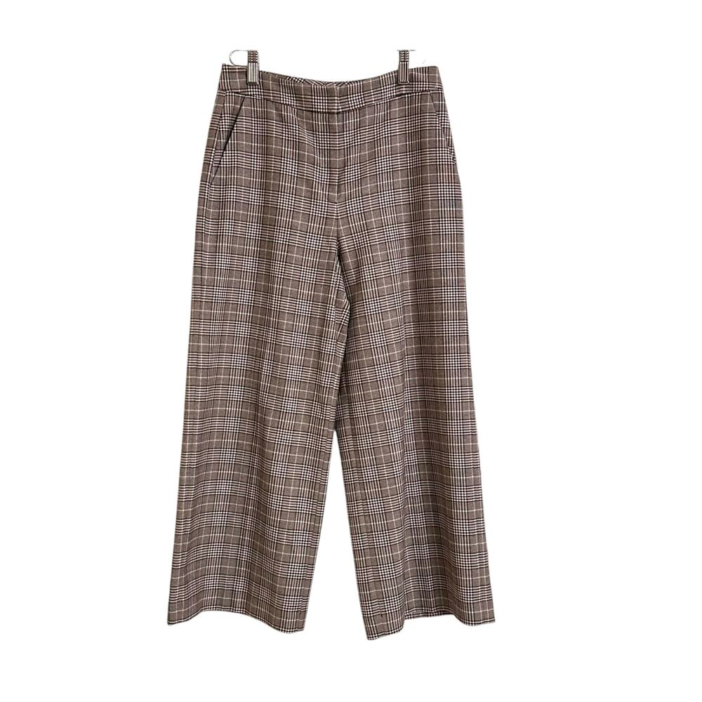 Halogen Wide Cropped Plaid Pant Sz 0 No Wool Gray Purple